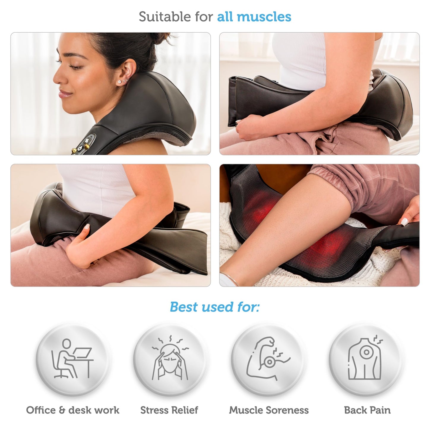 COMFIER Shiatsu Neck and Shoulder Massager,Gifts for Mom Dad,Deep Kneading Massage Pillow with Heat, Back Massager, Pillow Massage, Black