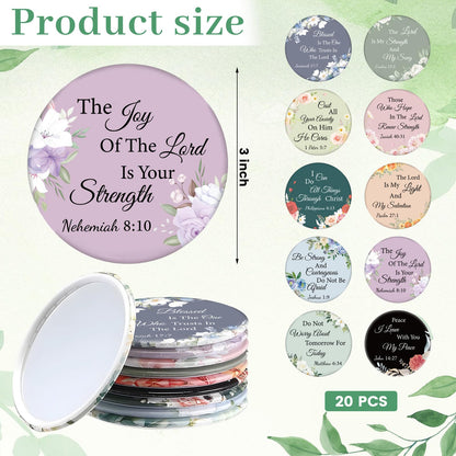 DONQTWAY 60 Pcs Christian Gifts Bulk for Women Christian Gifts Include 20 Bible Verse Canvas Makeup Bags 20 Mini Mirror 20 Bible Inspirational Keychains for Church Women Mother Appreciation Supplies