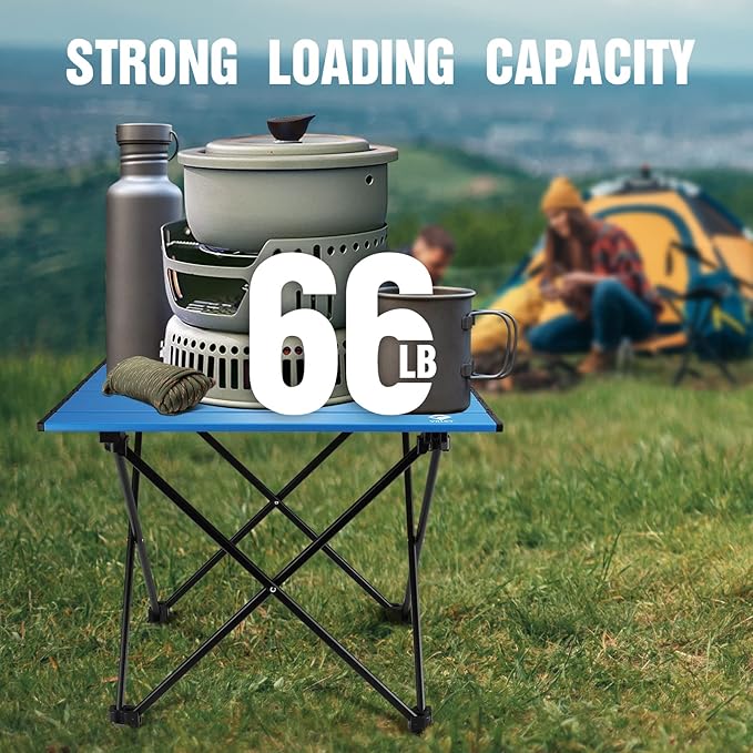 VILLEY Portable Camping Side Table, Ultralight Aluminum Folding Beach Table