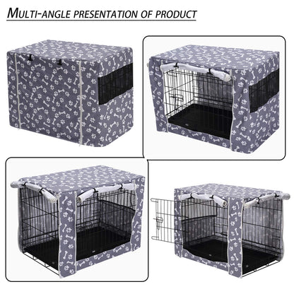 Dog Crate Cover Durable Polyester Pet Kennel Cover Universal Fit for Wire Dog Crate - Fits Most 42 inch Dog Crates - Cover only-Sky Gray-42