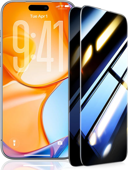 UltraGlass 9H+ Glass for iPhone 15 Pro Max Privacy Screen Protector [Invisible Privacy Armor] Screen Protector 15 Pro Max Tempered [Full Coverage & Longest Durable] 15 ProMax, 2 Pack