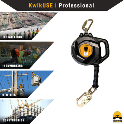 KwikSafety - Charlotte, NC - Mamba 33’ Self Retracting Lifeline [Carbonate + Integrated Handle] Class 1 Cable SRL ANSI OSHA Retractable Fall Arrest Safety Roofing Construction Gear