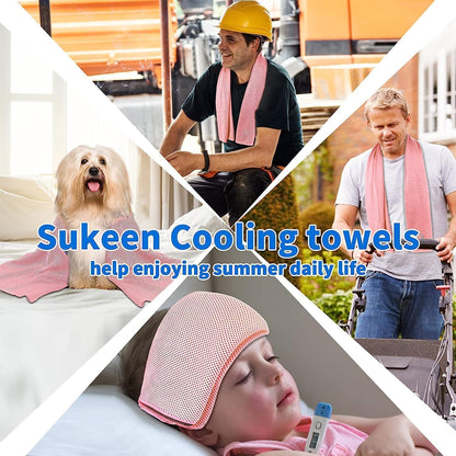 Sukeen 4 Pack Cooling Towels (40"x12") for Neck and Face, Cooling Neck Wraps, Breathable Cooling Towel for Hot Weather, Sweat Towels for Yoga, Sports, Golf, Gym, Camping, Running, Fitness, Workout