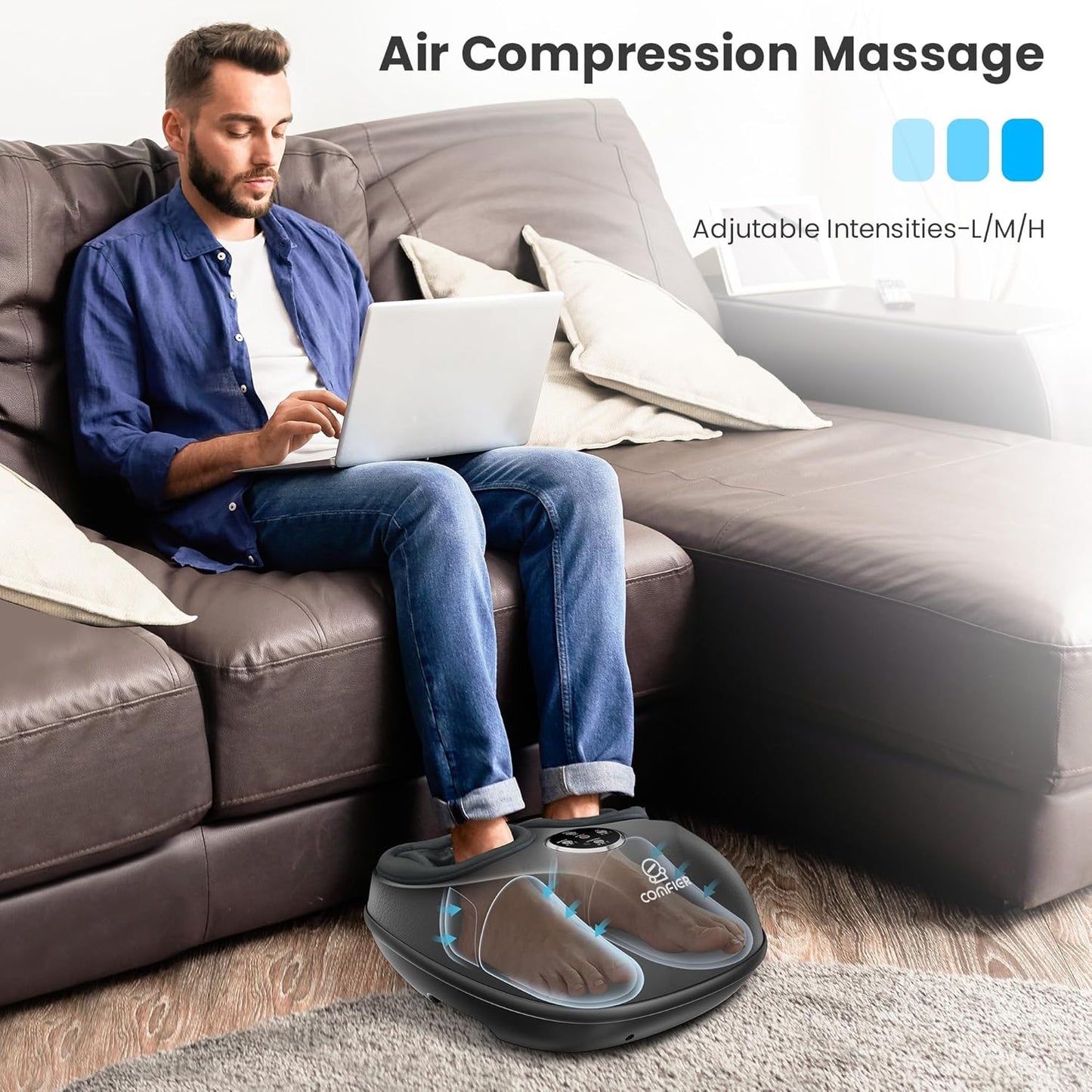 COMFIER HSA Eligible Shiatsu Foot Massager Machine with Heat, FSA Foot Massager for Neuropathy Plantar Fasciitis, Deep Kneading Feet Massager with Heat, Relax for Home Office,Up to Men Size 13