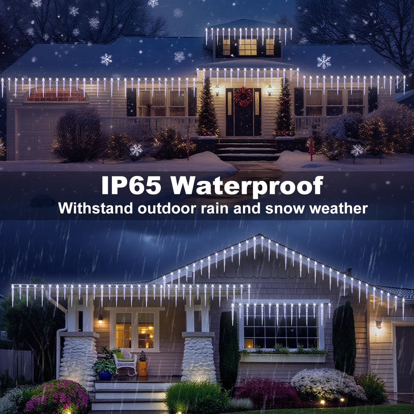 (New) Outdoor Icicle Lights, 16.2Ft 40 LED Twinkling Icicle String Lights, Connectable 40 Tubes Chrisitmas Lights, Waterproof Hanging Christmas Ornament Plug in for Wedding, New Year, Home Decor