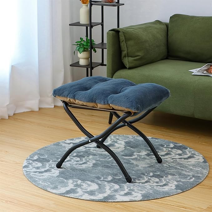 15" Folding Ottoman, Foldable Footrest Stool, Portable Small Foot Stool