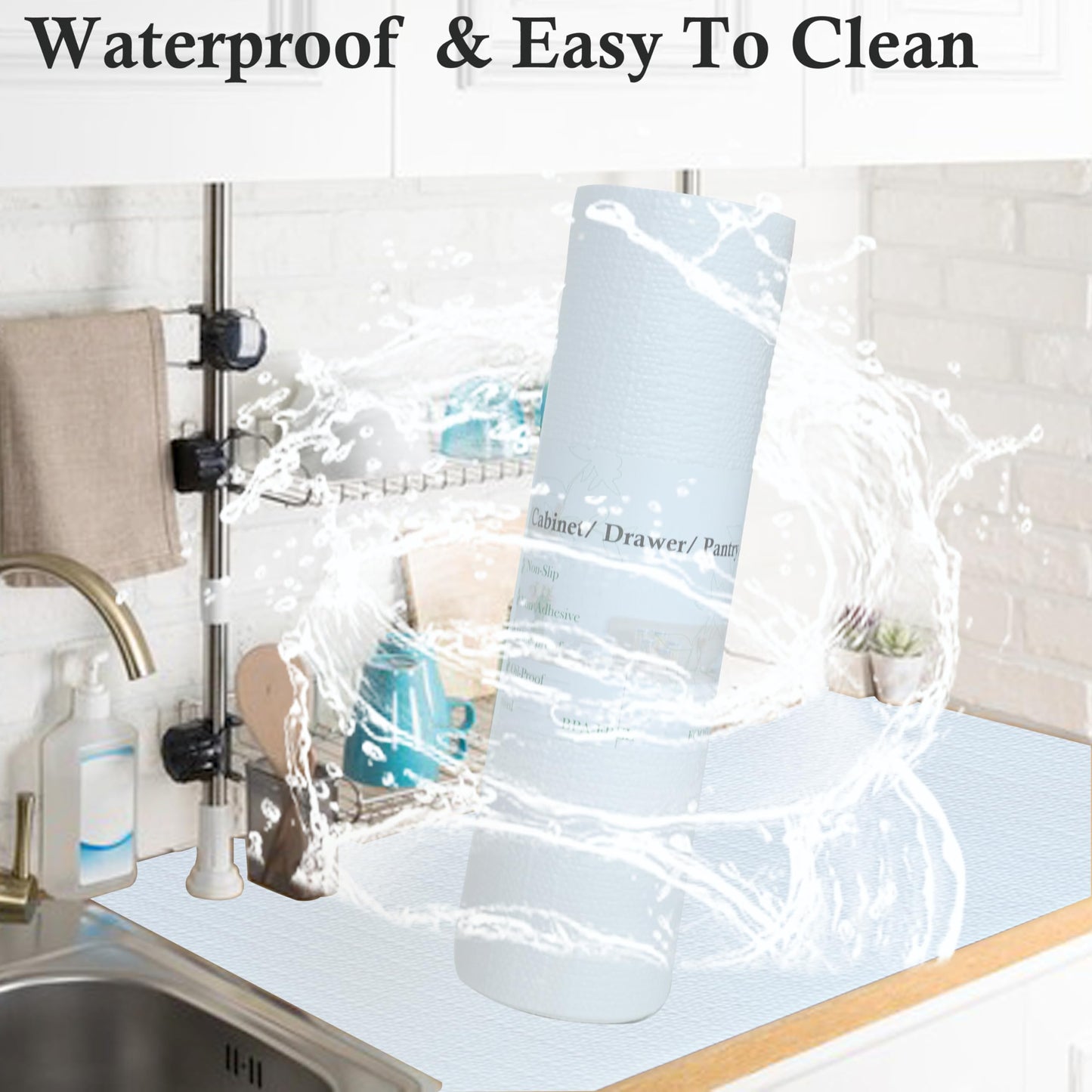 Shelf Liners for Kitchen Cabinets 14 Inch Wide X 20 Ft Non Adhesive Cabinet Drawer Liner Non Slip Water Oil-Proof Strong Grip Pantry Refrigerator Shelves Bathroom Drawer Mat Cupboard Closet Liner