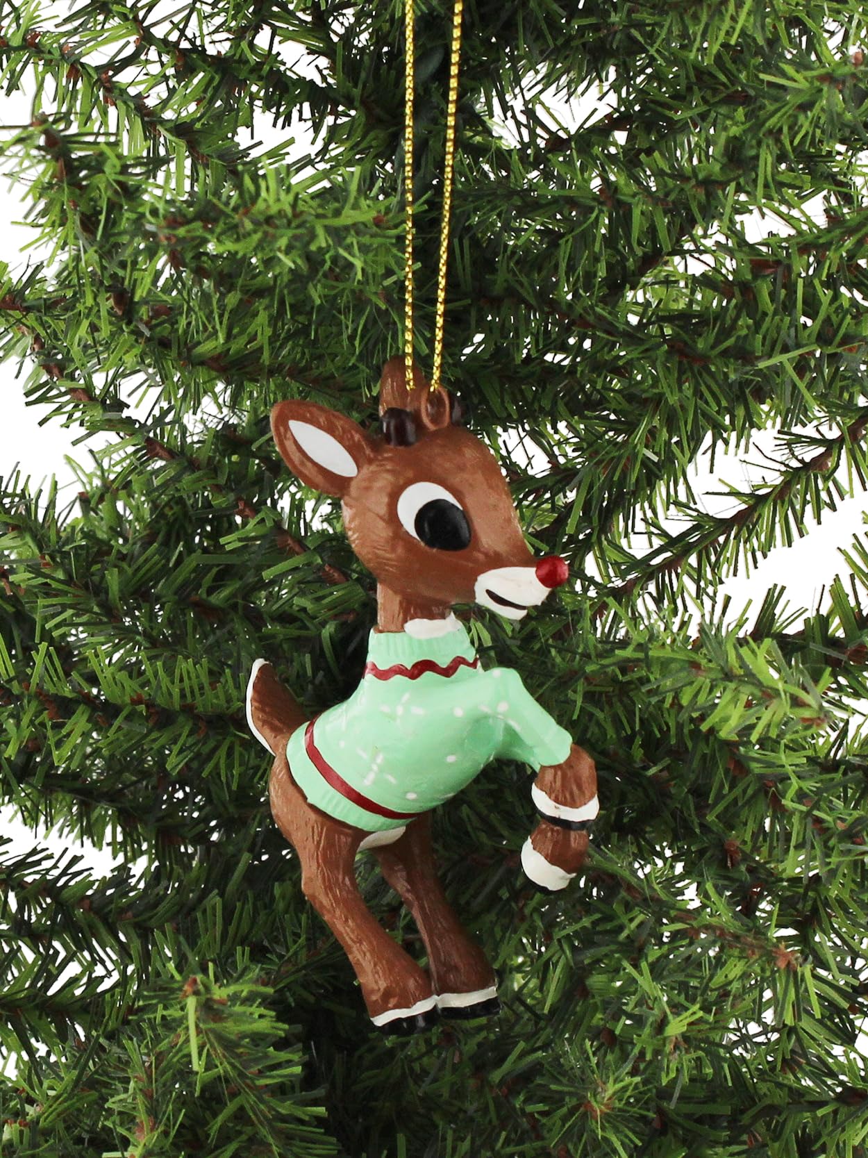 Kurt S. Adler Rudolph The Red-Nosed Reindeer in Ugly Sweater Christmas Holiday Ornament Gift Boxed (One Size, Green)