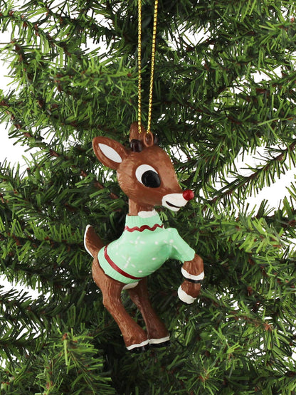 Kurt S. Adler Rudolph The Red-Nosed Reindeer in Ugly Sweater Christmas Holiday Ornament Gift Boxed (One Size, Green)