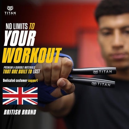 Titan Armour® Speed Rope - Professional Self-Locking & Adjustable, Adult Speed Jump Rope | 2 x Steel Ropes, Cable Protector & Travel Case | Jump Rope Crossfit, Boxing, Fitness MMA for Men & Women (Black-2)