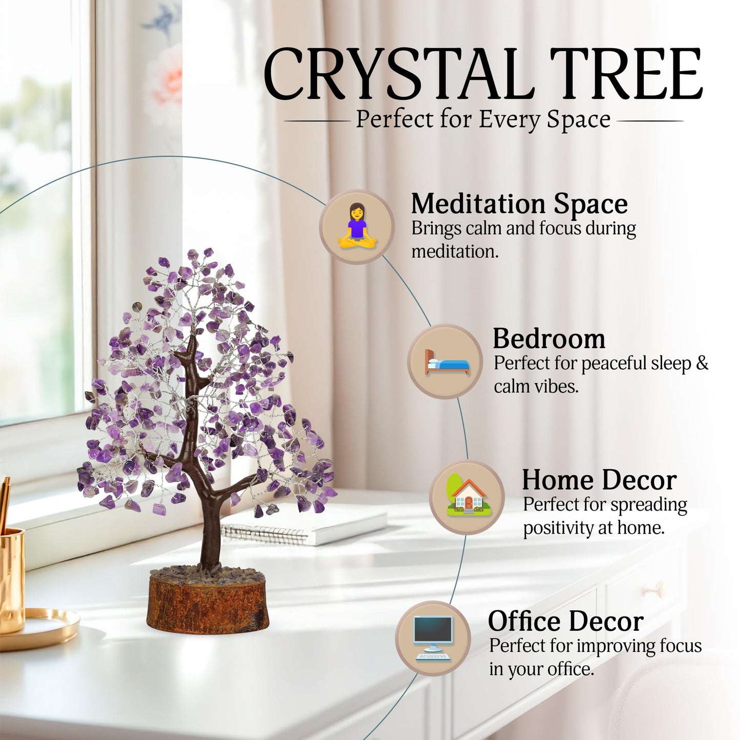 Amethyst Crystal Tree, Healing Crystals, Purple Room Decor, Crystal Decor, Crystal Tree, Purple Desk Accessories, Purple Decor Tree, Spiritual Decor, Feng Shui Decor, Amethyst Crystal Rock Tree 10-12"