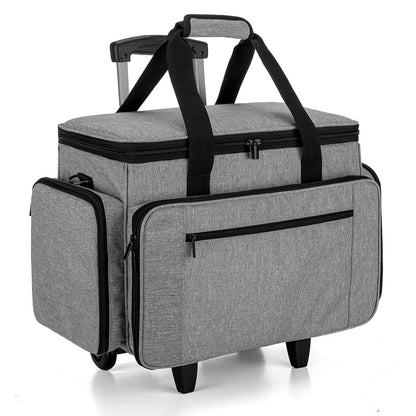 Luxja Sewing Machine Bag with Detachable Dolly, Rolling Sewing Machine Tote with Removable Bottom Pad (Fits for Most Standard Sewing Machines), Patented Design, Grey