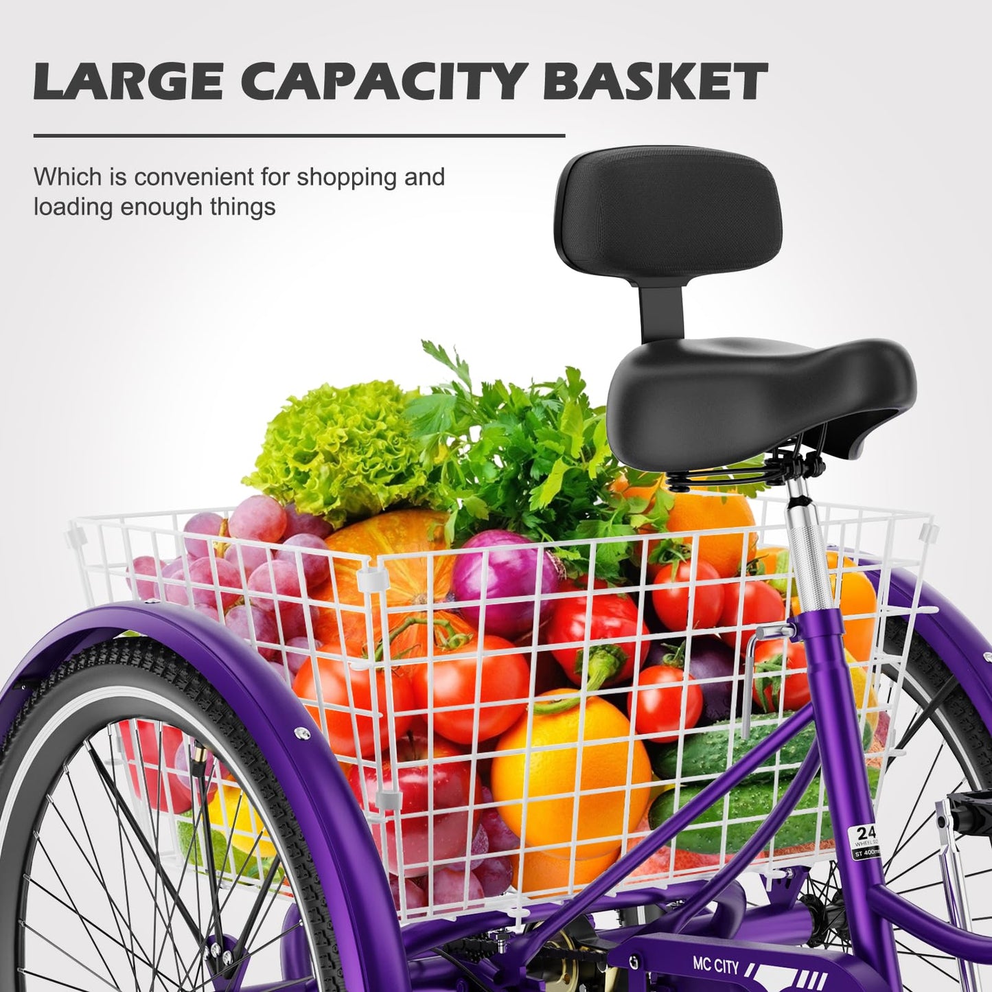 ABORON Adults Tricycle, 3 Wheels Bike for Adult, Tricycle for Adults, Double-Wall Wheel Rims, Tricycle for Women Men Exercise Outdoor Sports