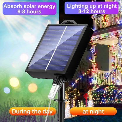 New Upgraded Solar Halloween String Lights Outdoor Waterproof, Solar & USB Rechargeable 19 Modes 2 Pack Total 144FT 400 LED Orange Halloween Lights for Yard Patio Garden Christmas Decorations, Orange