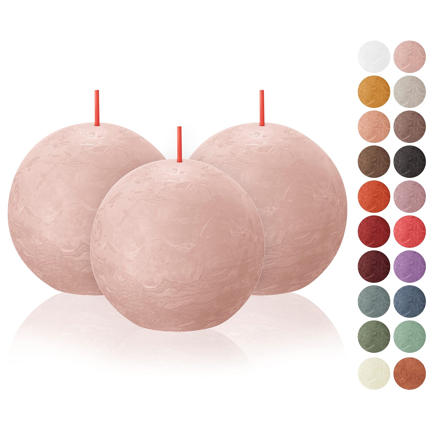 BOLSIUS 3 Pack Ivory Rustic Ball Pillar Candles - 3 Inch - Premium European Quality - Includes Natural Plant-Based Wax - Unscented 25 Hour Party Décor and Wedding Candles