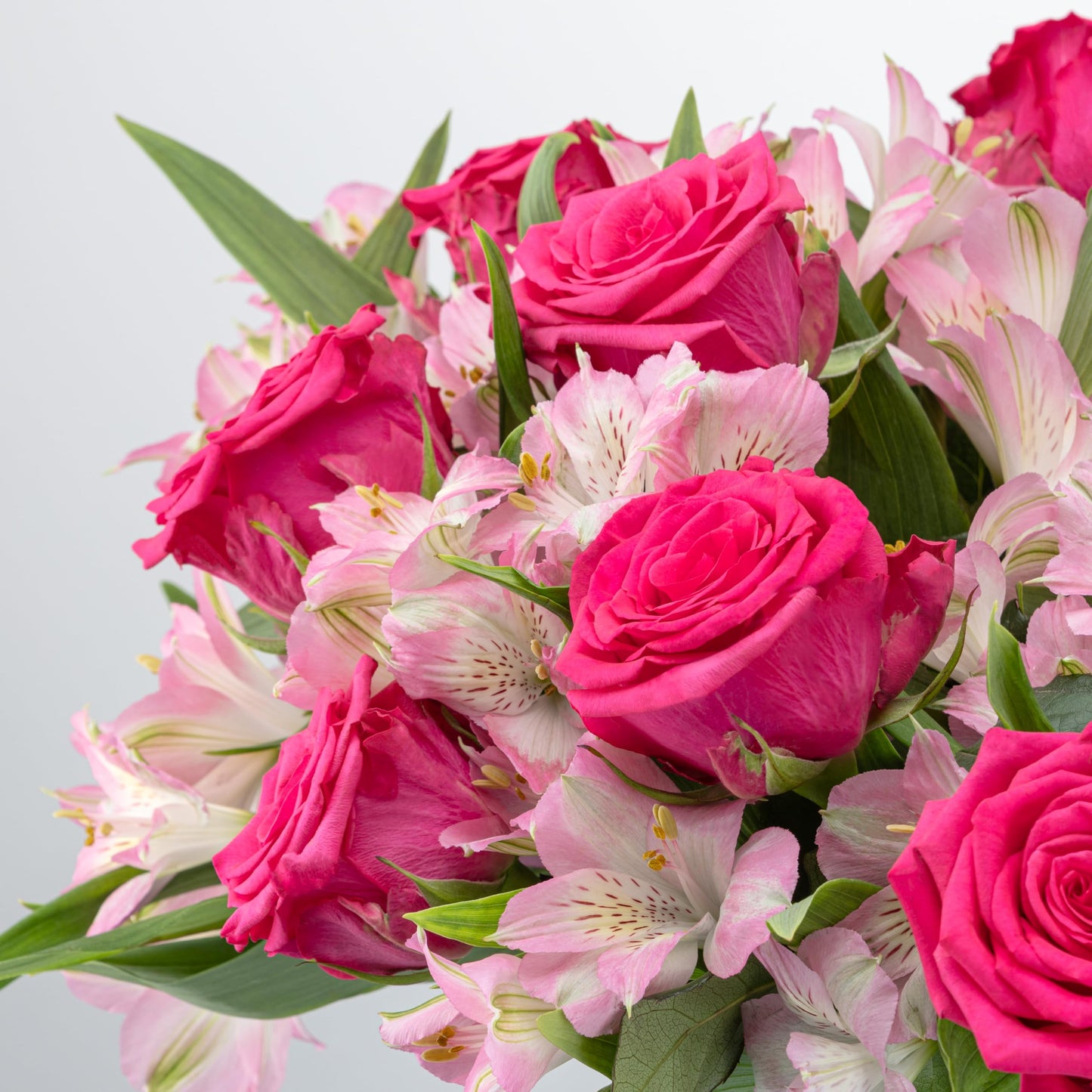 Benchmark Bouquets - Charming Roses & Alstroemeria (Glass Vase Included) - Fresh Flowers for Delivery - Gift for Graduation, Birthday, Anniversary, Sympathy, Get Well, Congratulations