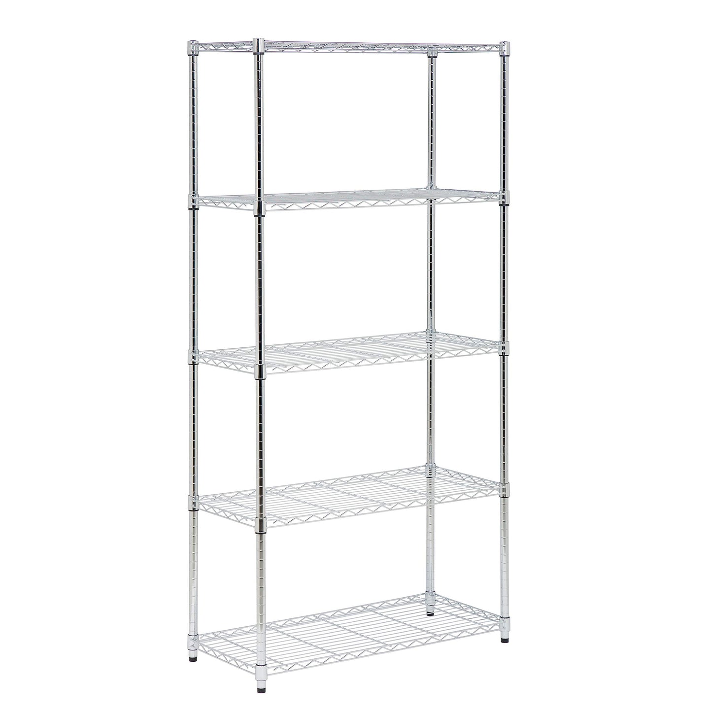 Honey-Can-Do 5-Tier Heavy Duty Adjustable Shelving Unit with Wheels, 350-lb Per Shelf NSF Certified Rolling Metal Storage Rack, Chrome Wire Shelf, 36 x 18 x 72 in