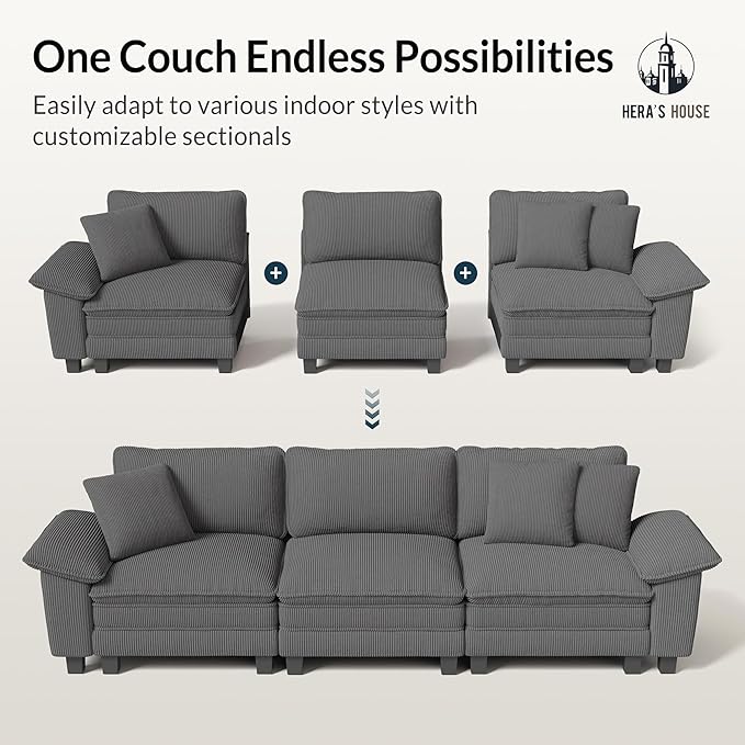 HERA'S HOUSE 88" Modular Sectional Sofa, L Shaped Couches