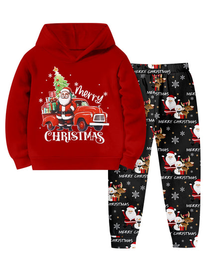 BAVADER Toddler Boy Christmas Outfit 3t 2t Christmas Outfit Boy Long Sleeve Santa Hoodie Pant Sets Toddler Boys Christmas Outfits