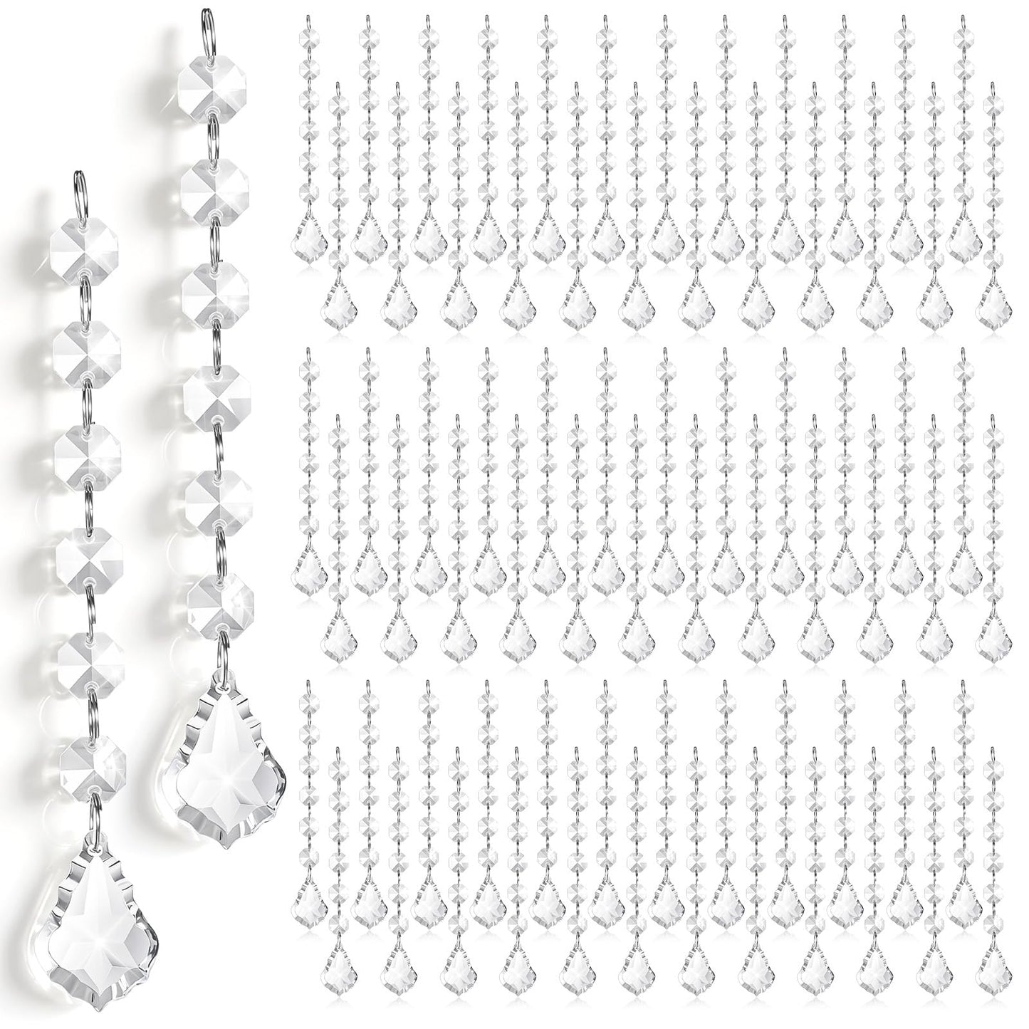 SHENLIU 100 Pcs Clear Acrylic Crystal Ornament Hanging Glass Crystals Beads Clear Acrylic Prisms Pendant Ornaments for Centerpieces, Chandelier, Celebration, Wedding, Christmas, Window Home Decoration