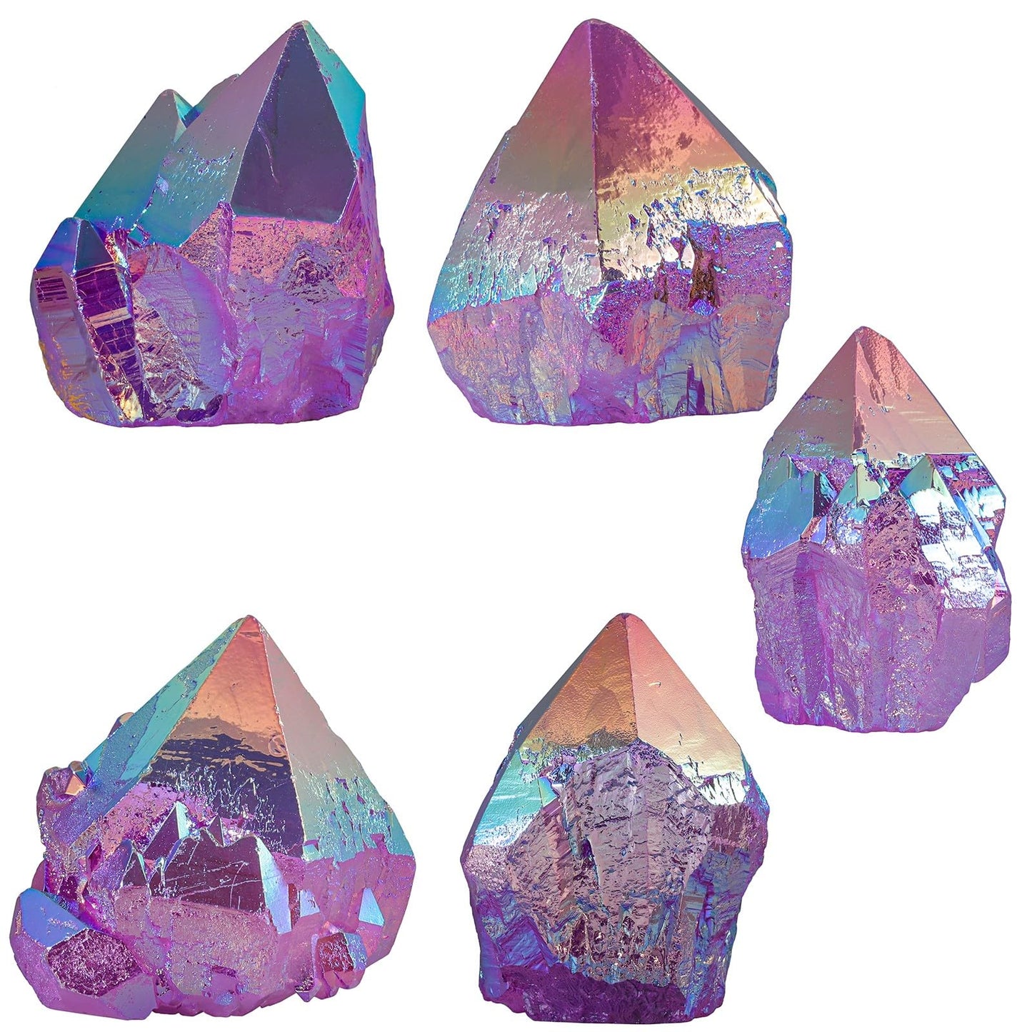 dssmboom Irregularly Single Pointed Purple AB Titanium Coated Rock Quartz Cluster Mineral Specimen, Reiki Healing Rock Crystal Geode for Stone Collection and Home Decor, Purple