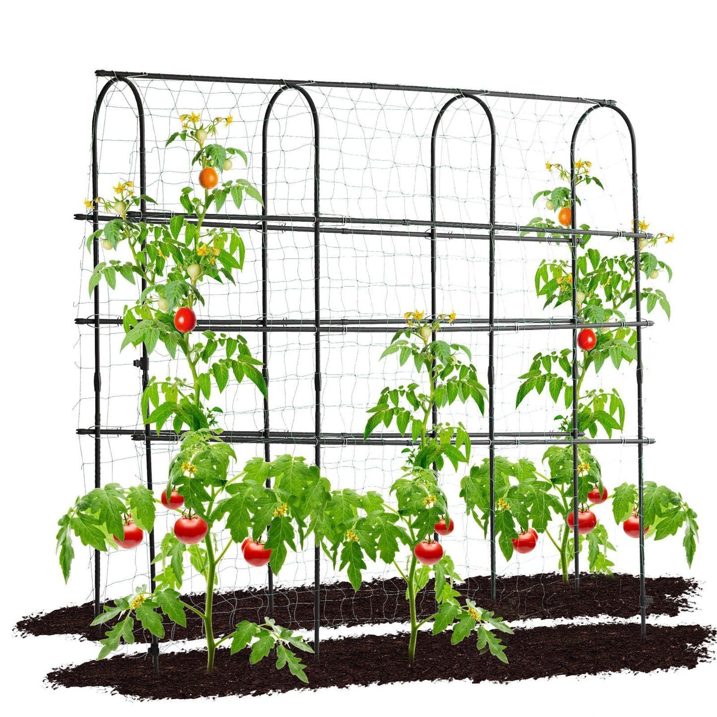 OTOSUNNY Garden Trellis for Climbing Plants Outdoor, 6 FT Tall Arch Tunnel, Metal A-Frame Plant Support with Trellis Netting Vegetable Fruit Flower, Cucumber Trellis for Garden Raised Bed