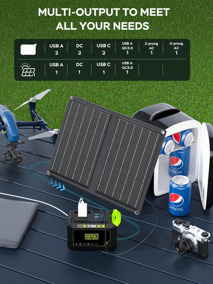 MARBERO Portable Power Station 88Wh Camping Lithium Battery Solar Generator Fast Charging with AC Outlet 120W Peak Power Bank(Solar Panel Optional) for Home Backup Outdoor Emergency RV Van Hunting