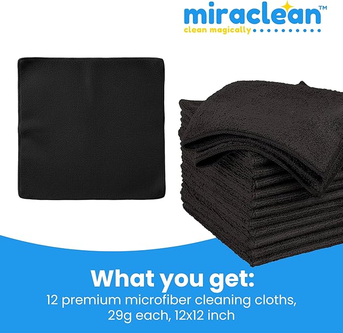 Microfiber Cleaning Cloth Black 12 Pack Premium Microfiber Towels