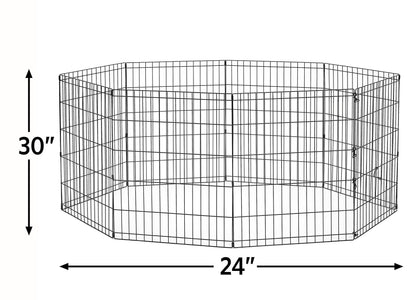 New World Folding Metal Dog Exercise Pen and Pet Playpen with No Door, Includes Grounding Stakes and Provides 1.5 Meters of Play Space, 76 cm Tall, Black E-Coated, B552-30