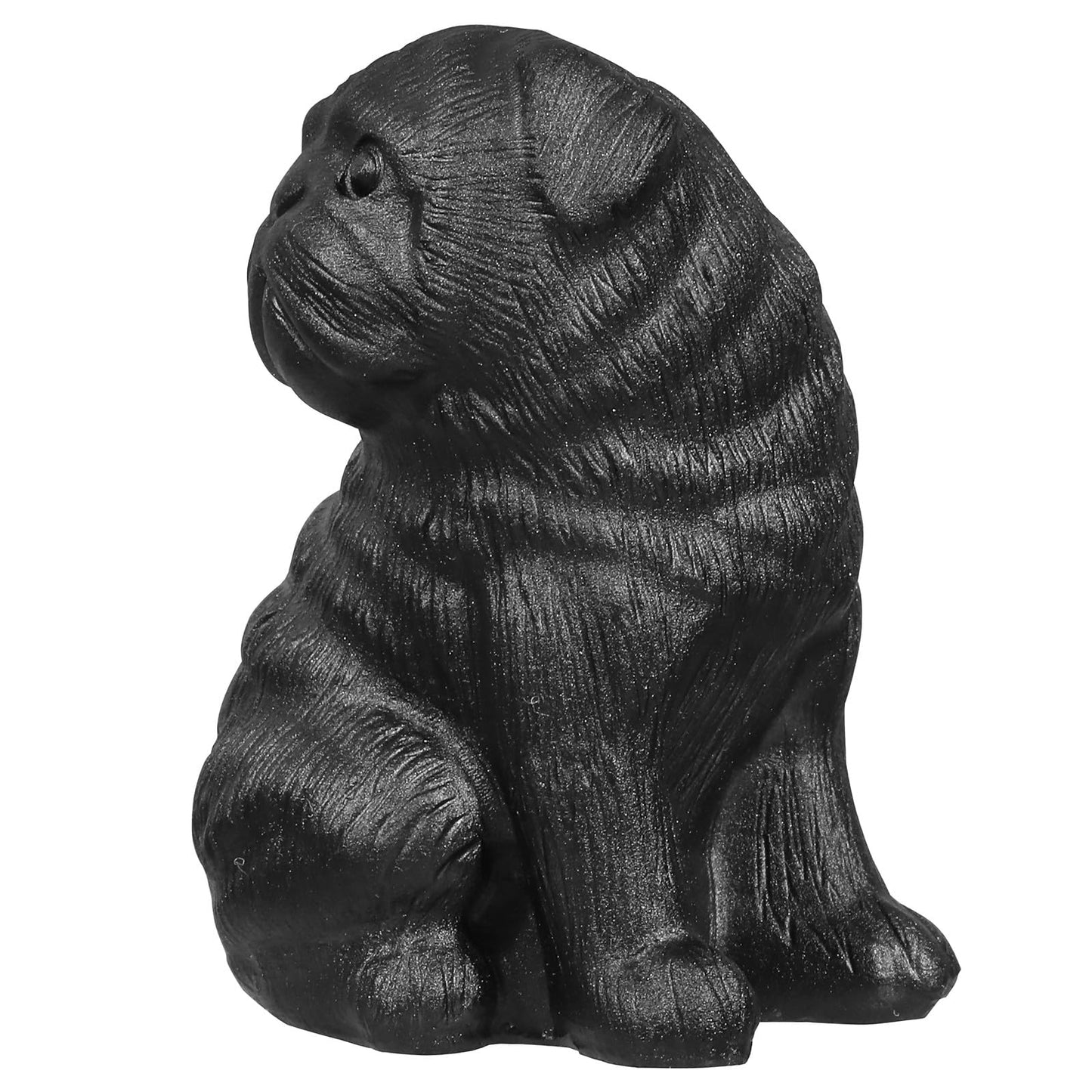 Amogeeli 2.13 Inch Black Obsidian Crystal Pug Figurine, Mini Cute Puppy Statue, Handmade Animal Ornament for Reiki/Meditation/Home Office Decoration