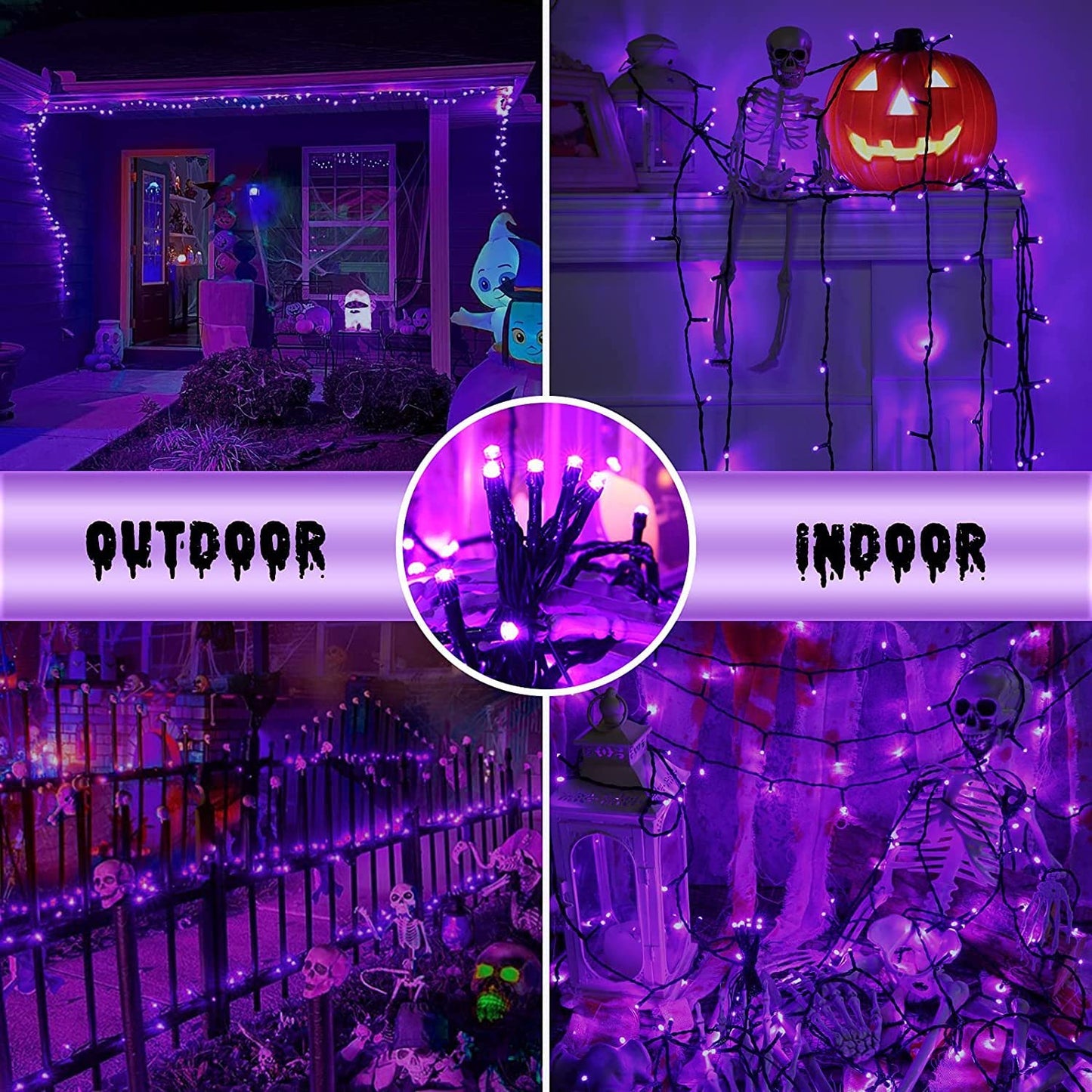 kemooie 500 LED Purple Christmas Lights, 164 FT 8 Lighting Mode Plug in Waterproof Christmas Lights Outdoor, for Birthday Christmas Wedding Party Garden Balcony Decor (Purple)