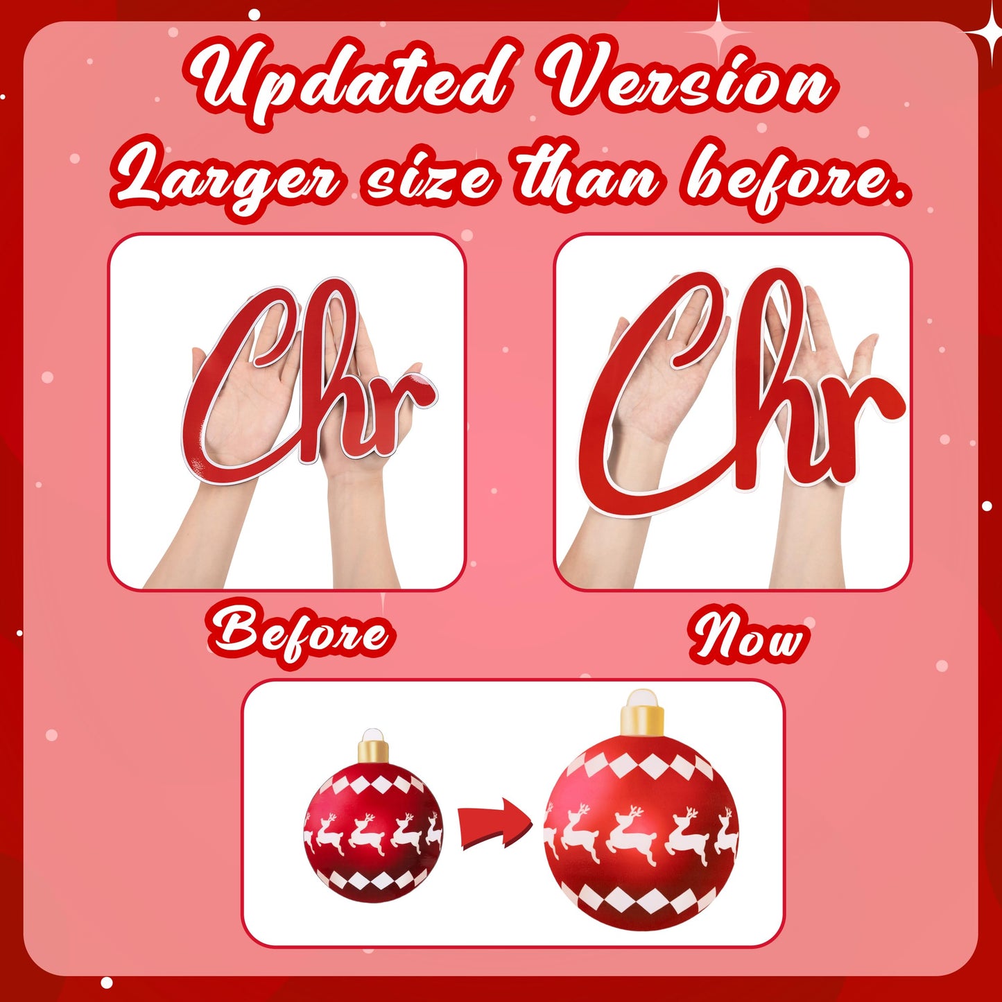 32PCS Christmas Garage Door Decorations Magnets - Merry Xmas Ball Holiday Refrigerator Fridge Kitchen Decor(Red, White)