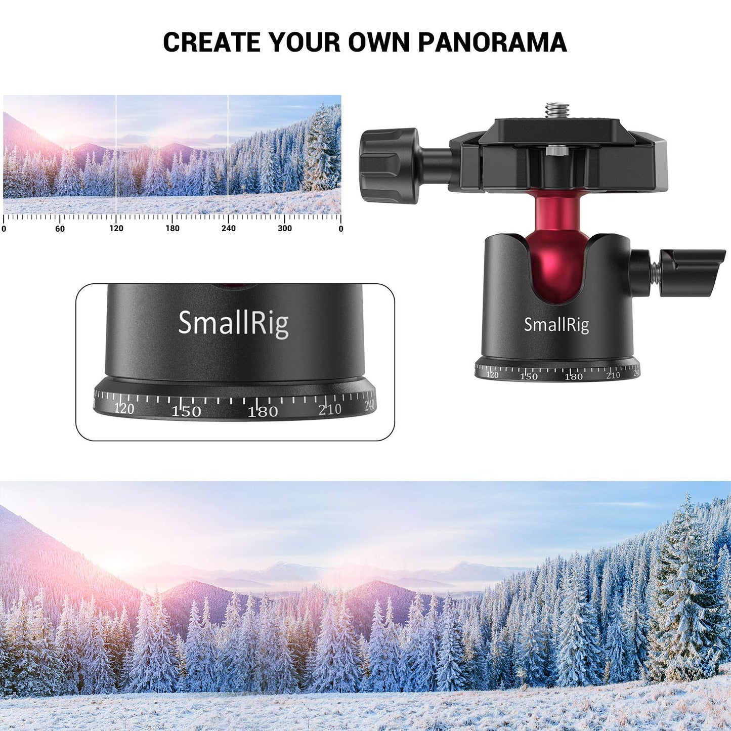 SmallRig Mini Ball Head, Tripod Head Camera 360° Panoramic with 1/4" Screw 3/8" Thread Mount and Quick Release Plate Metal Ball Joint for Monopod, DSLR, Phone, Gopro, Max Load 4.4lbs/2kg - BUT2665