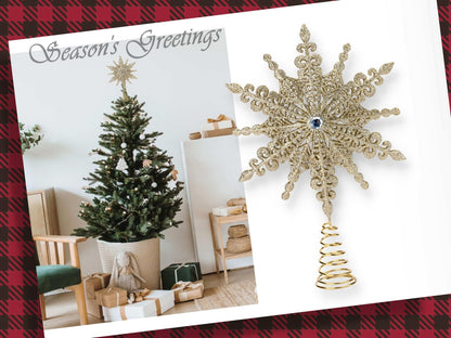 Christmas Traditions 8 inch Gold Glittered Filigree Christmas Star Tree Topper Star/Home Decor Ornaments (Gold)