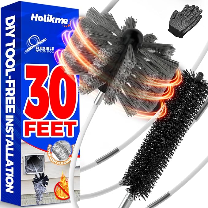 Holikme 30 Feet Dryer Vent Cleaner Kit, Flexible Lint Brush