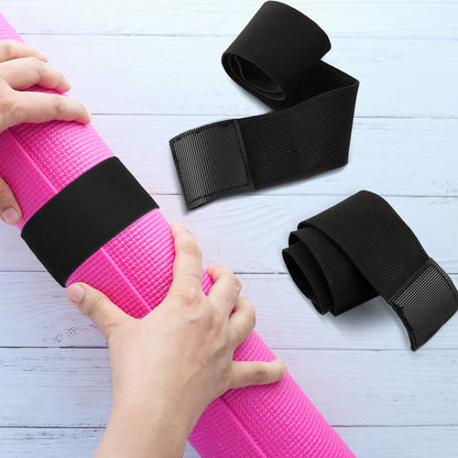 Honoson 4 Pcs Nylon Yoga Mat Strap Stretchable Holder Straps Heavy Duty Bungee Straps Band Adjustable Carrying Strap for Exercise Workout Pilates Yoga Mat Storage Gym, Black
