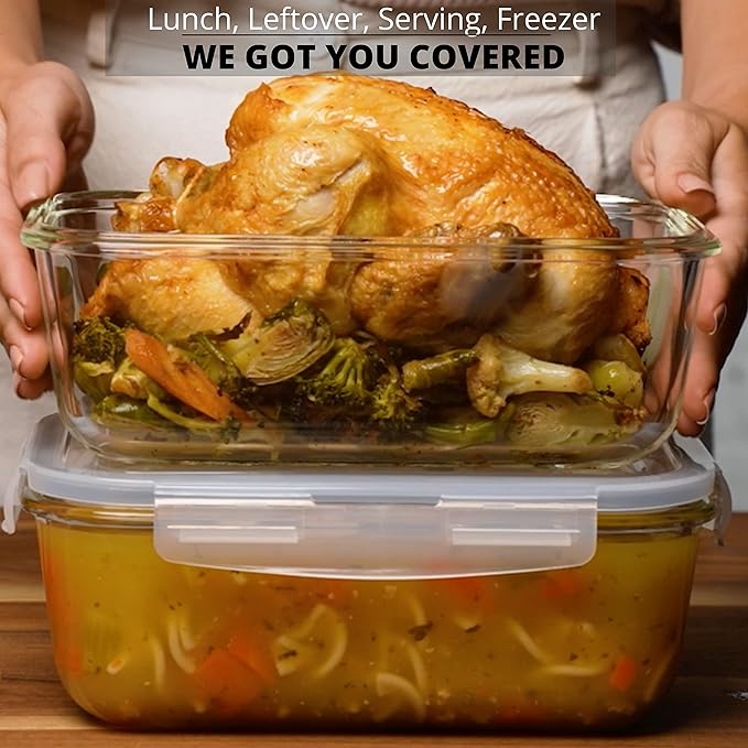 8 Cups/ 63 Oz 4 Piece Large Glass Food Storage/ Baking Containers