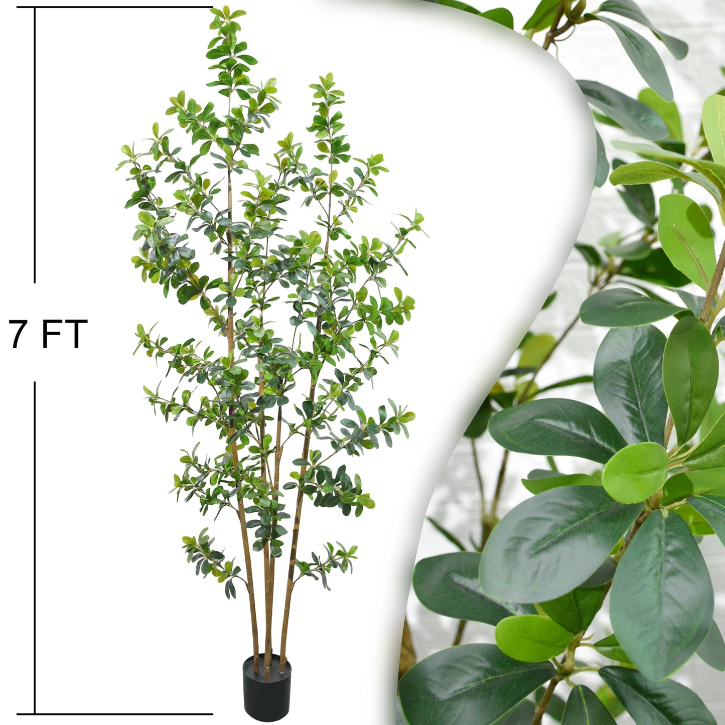 ZSENENT Fake Trees Premium 4 Main Trunks 7 ft Faux Black Olive Tree, Realistic Olive Trees Artificial Indoor, Low-Maintenance, Ideal Artificial Tree for Home Office Décor (Green)
