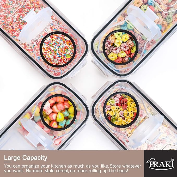 PRAKI 5PCS Cereal Containers Storage Set, BPA Free Airtight Food Storage