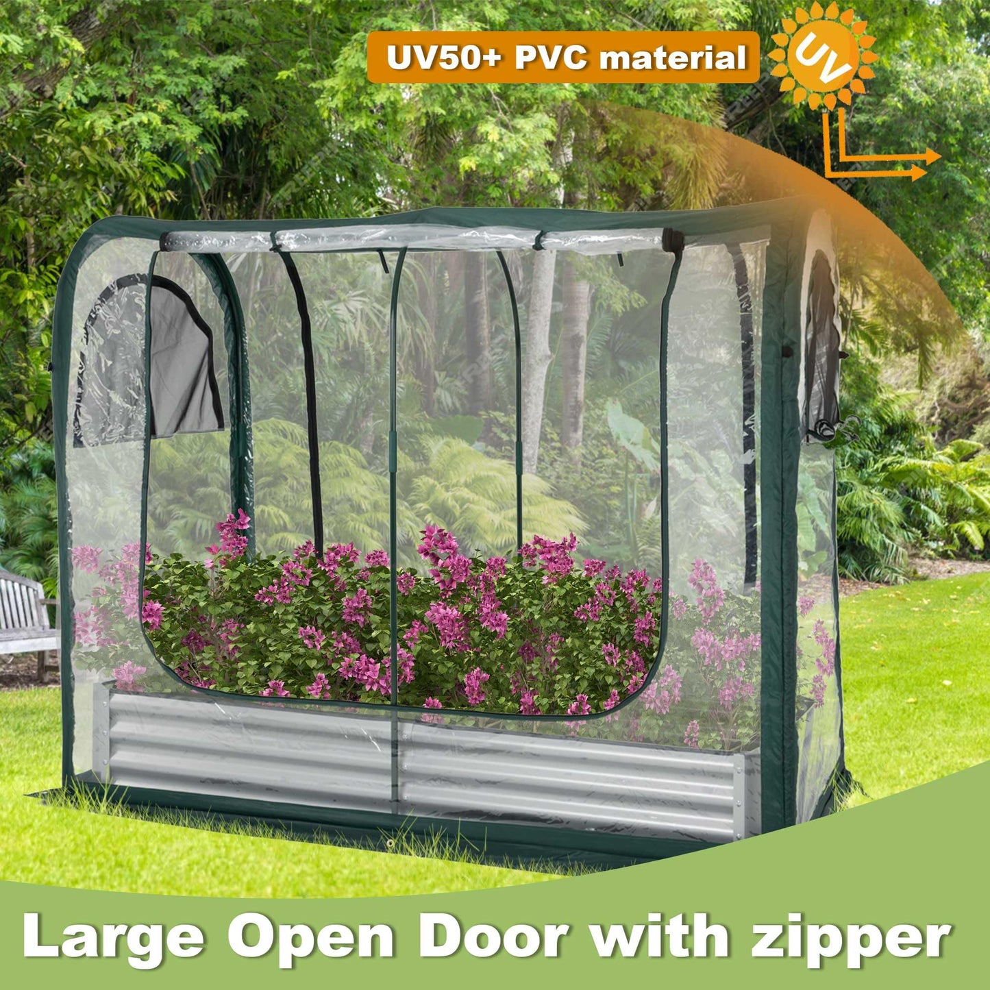 Porayhut Portable Greenhouse Cover with Raised Garden Bed,Easy Set-up 72.4" X36.6" X60.6" Gardening Flower House & Plant Sunshine Room for Protecting Plant from Cold Frost Birds & Insects