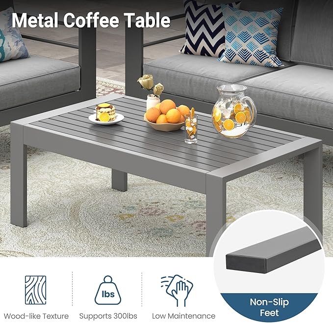 Wisteria Lane Metal Patio Furniture Sofa, All-Weather Outdoor Couch