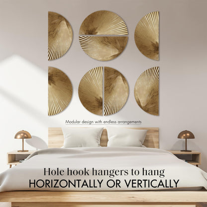 Madison Park Metal Gold Leaf Wall Décor, Modular Half Moon Design, Endless Arrangements, Dimensional Wall Art, Ready To Hang Modern Gold Accent Room Décor, 13.75"W x 27.50"H x 0.50"D Gold 2 Piece