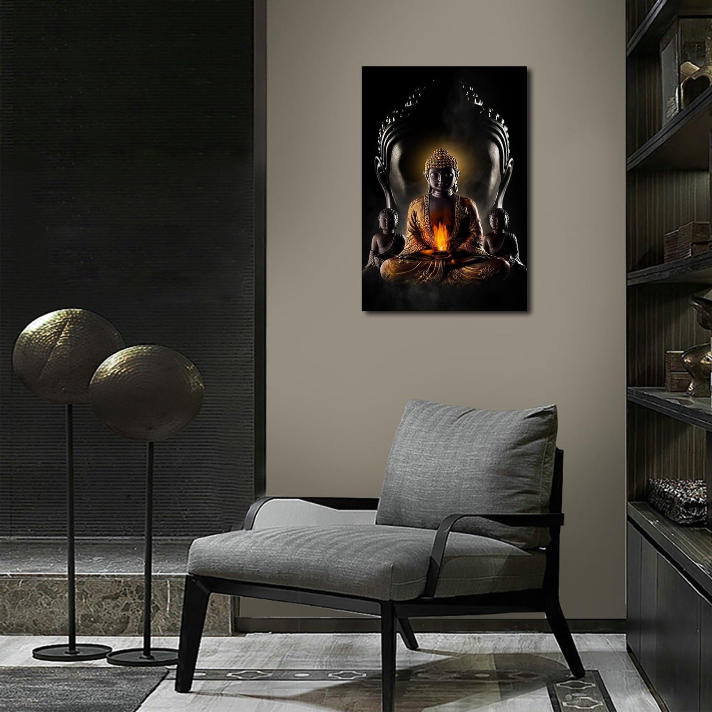 Abstract Buddha Painting Wall Art - Buddhist Wall Art Modern Meditation Art Buddha Artwork for Living Room Yoga Room Hindu Wall Decor Framed Zen Wall Art 12x16in/30x40cm