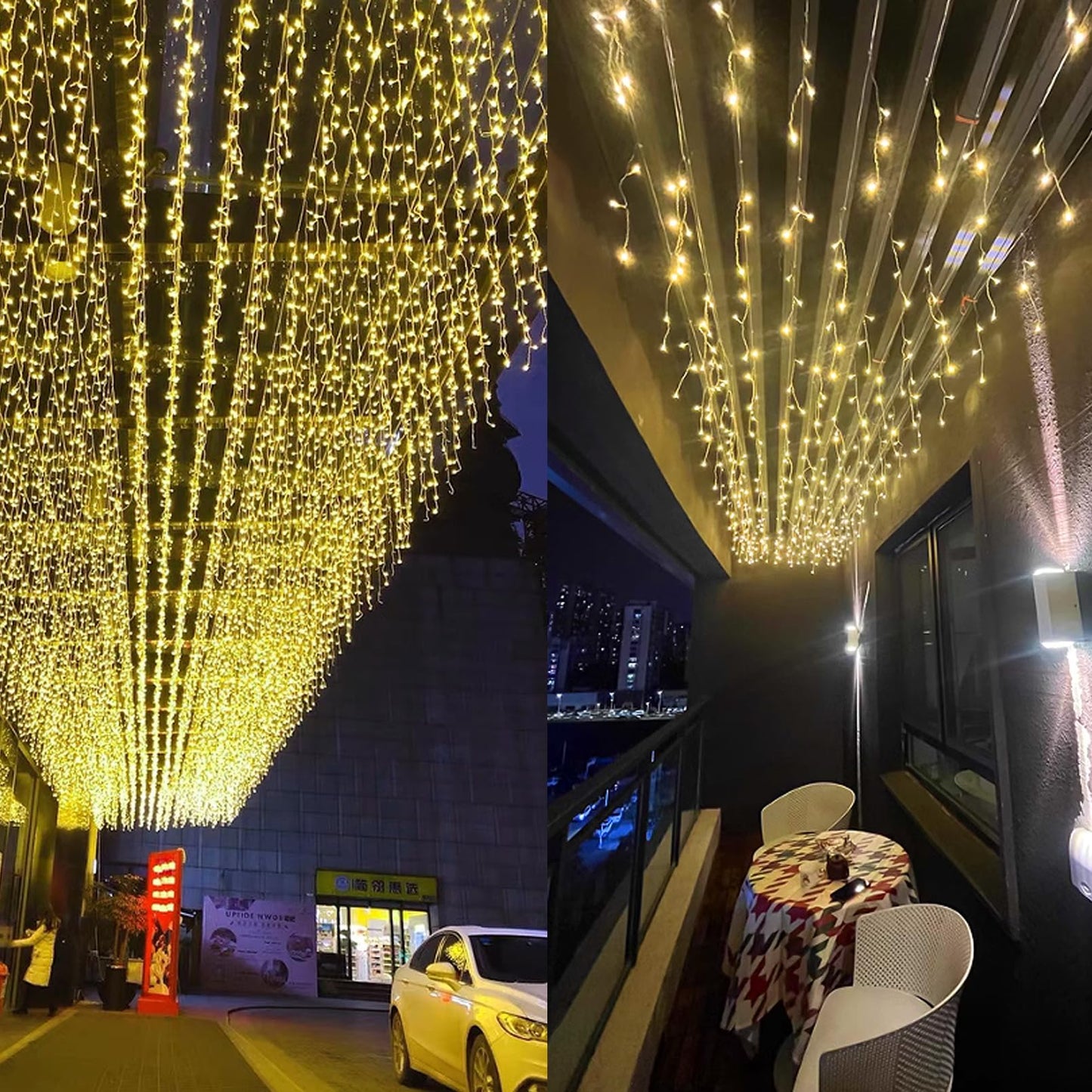 ZIMINGU Icicle Lights, 13 FT 96 LED 8 Modes, Christmas String Fairy Hanging Ceiling Twinkle Connectable Waterfall Lights for Indoor Eaves Balcony Holiday Outdoor Decor, Warm White, 4M