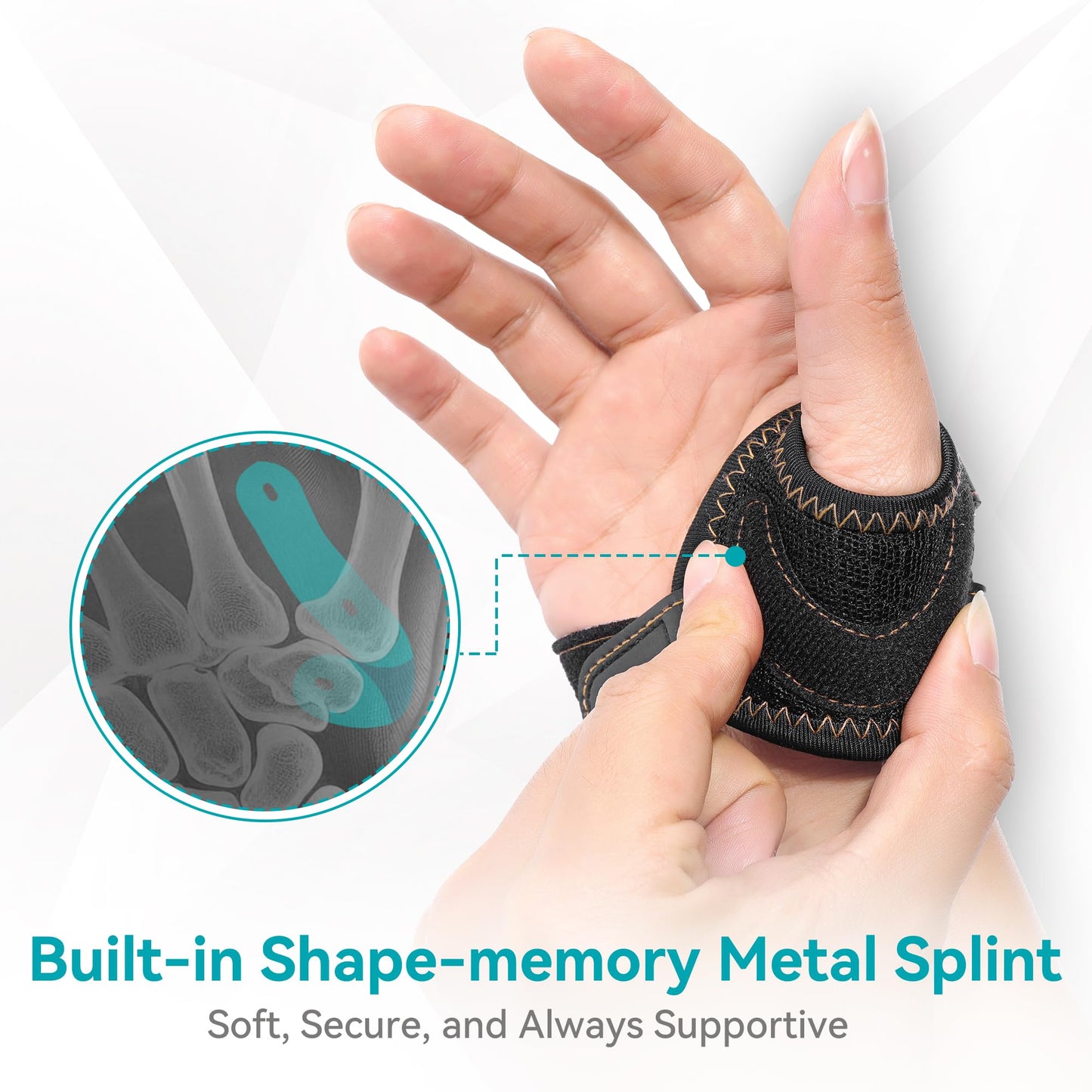FORTEMOTUS Thumb Brace Right Hand - CMC Thumb Arthritis Support Comfortable Nylon Brace with Thumb Splint for Mild CMC Joint Pain Relief for Osteoarthritis, Tendonitis, Unisex, Black, Medium