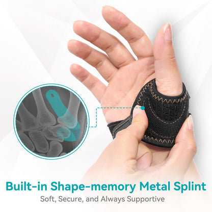 FORTEMOTUS Thumb Brace Right Hand - CMC Thumb Arthritis Support Comfortable Nylon Brace with Thumb Splint for Mild CMC Joint Pain Relief for Osteoarthritis, Tendonitis, Unisex, Black, Medium