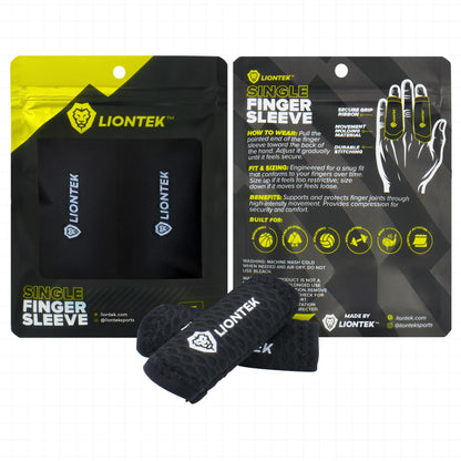 LIONTEK Single Flow Finger Sleeve V3 Pair — Joint Support & Compression for Activity, BJJ, Fitness, Volleyball, Basketball, and More (Large)