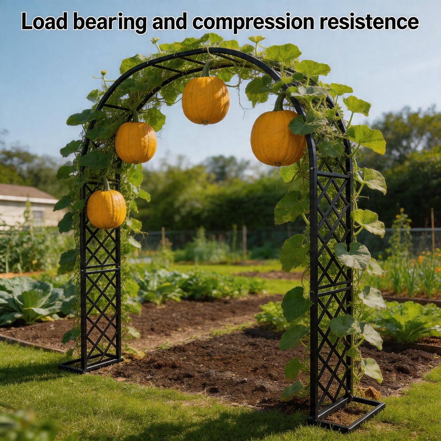 CDIWULDN Black Heavy Duty Metal Garden Arch Trellis 90.5" W x 94.5" H for Climbing Plants, Decorative Archway Wedding Arch Frame for Patio, Backyard, Patio, Lawn, Pathway