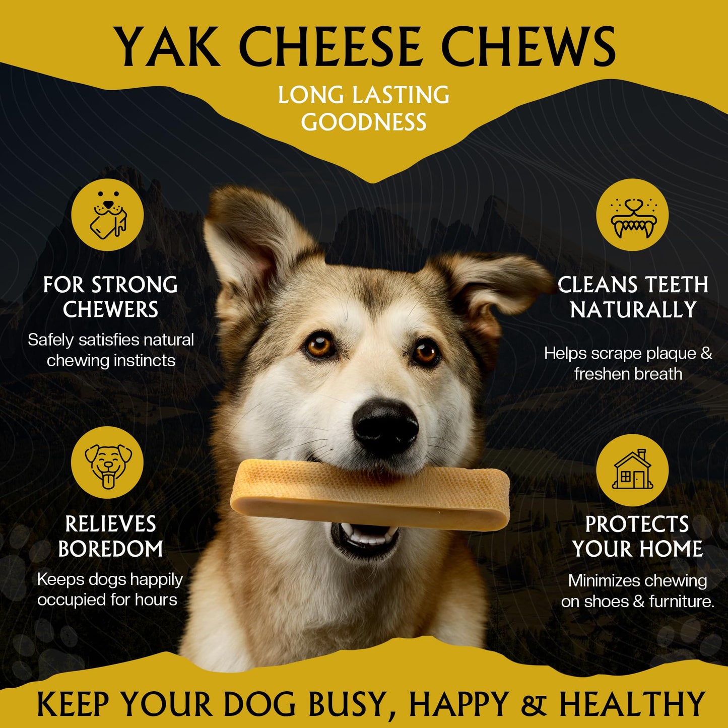CHILLUV Himalayan Yak Cheese Dog Chews - All Natural, Long Lasting, High Protein, Odor-Free, Grain & Lactose Free, Healthy Dental Treats for Aggressive Chewers (Small - 4 Chews, Original)