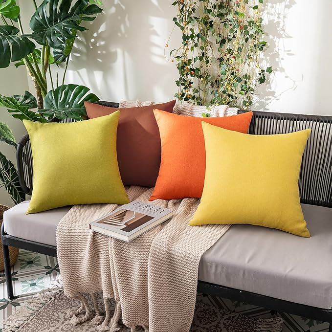 MIULEE Pack of 2 Decorative Outdoor Solid Waterproof Throw Pillow Covers Faux
